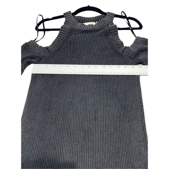Rag & Bone Jean Womens Ribbed Knit Dana Cold Shoulder Sweater Dress Black Medium - Picture 6 of 7